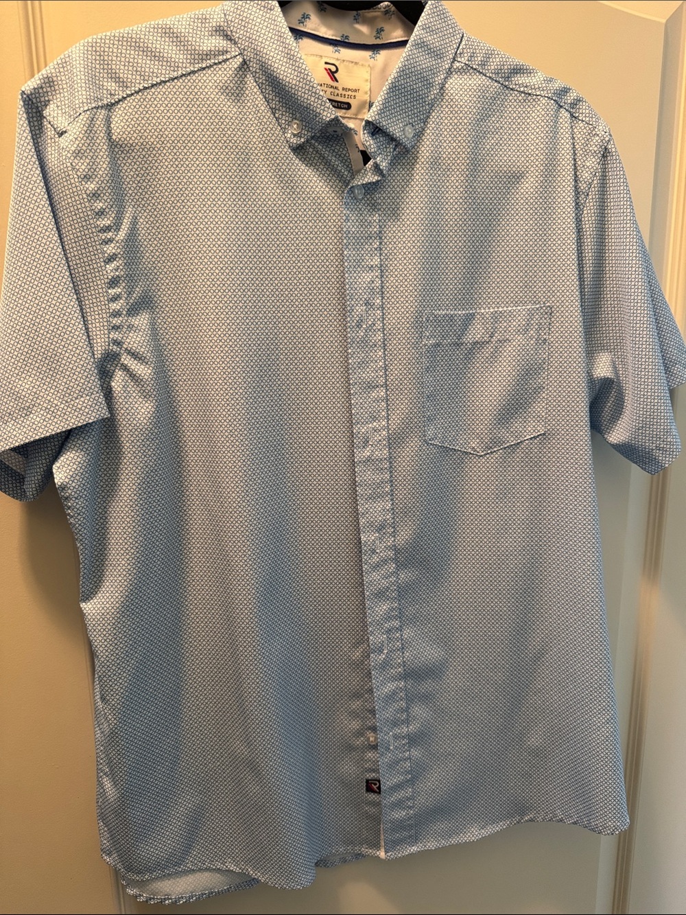 Rodd & Gunn Sky Blue Short Sleeve Micro-Print Button-Down Shirt